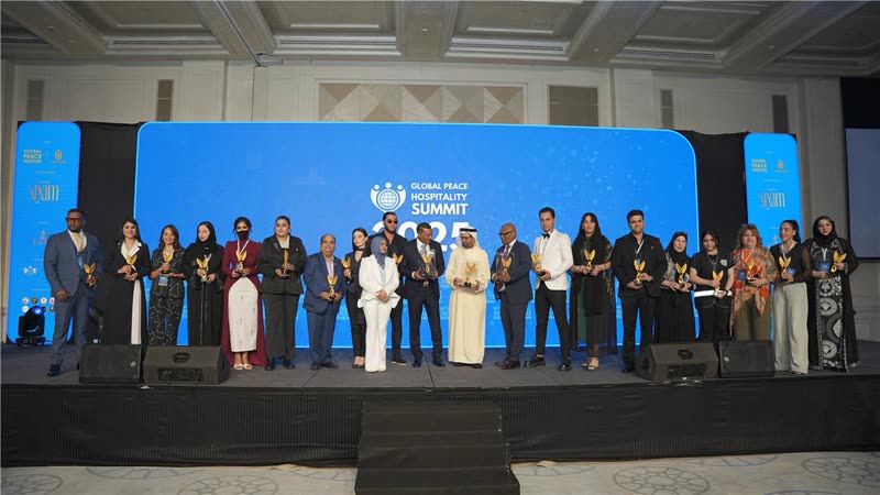 Honourees on stage at the Global Peace Hospitality Summit 2025